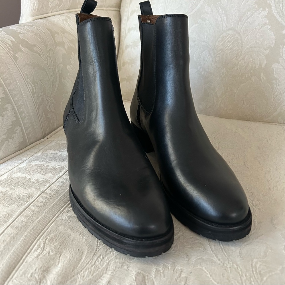 Frye MELISSA DOUBLE SOLE CHELSEA boots booties women size 9 smooth black leather - Picture 11 of 12